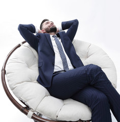 businessman relaxarea comfortable chair