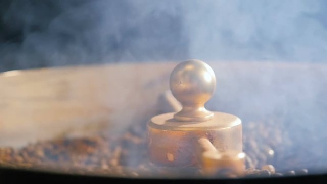 Coffee roaster beans closeup