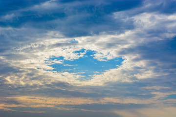 Fototapeta na wymiar Clouds open to the blue sky