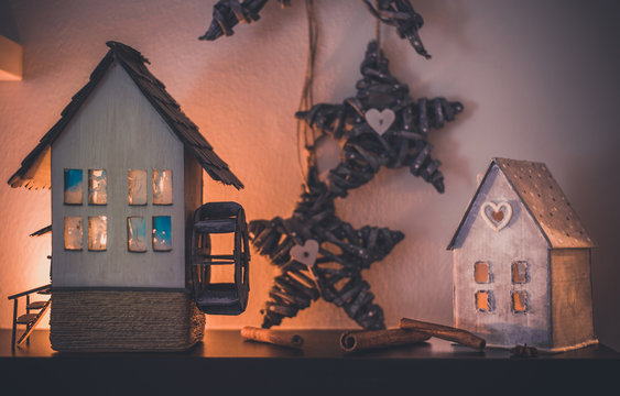 Vintage Handmade Lantern cardboard christmas house candle holder.  Beautiful and creative home decoration.