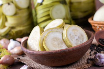 Marinated zucchini on a plate