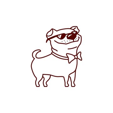 cool pug dog with sun glasses vector illustration
