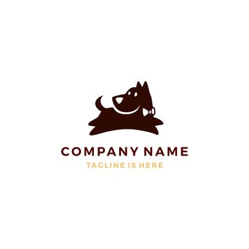 flat dog pose logo vector template 