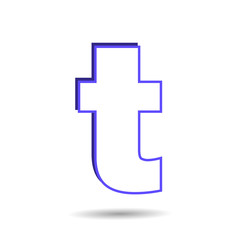Obraz premium Vector image of a flat icon with the letter t of the blue color. Button with the letter t.