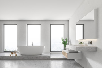 Fototapeta na wymiar Luxury white bathroom interior