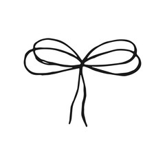 bow knot thread hand drawing vector. vintage insulated element