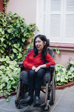 Portrait of woman in wheelchair