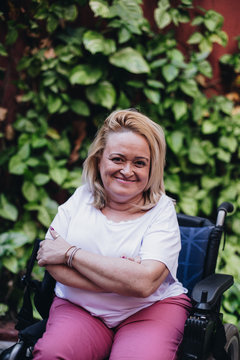 Portrait of woman in wheelchair