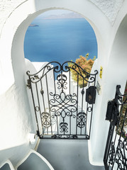 Santorini charming white architecture, Greece