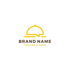 Fototapeta premium food chat talk bubble restaurant social media logo template vector icon illustration