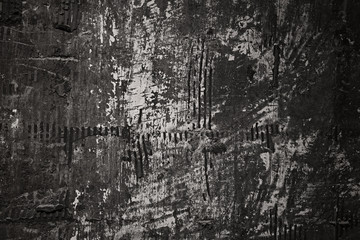 Fototapeta na wymiar Texture from old rough grunge weathered wall with scratches, black and white