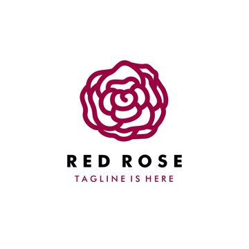 Red rose logo template - vector illustration design on white background