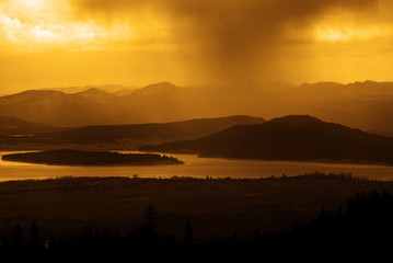 High Mountain Lake Rainstorm in the Wilderness