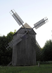 Ancient Belarusian (Russian) village, an ancient wooden authentic mill