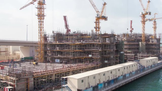 Skyscraper construction Dubai time-lapse