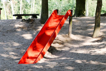 red chute in the park