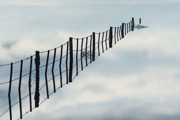 Wiring silhouette on the lake