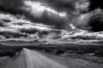 Straight road and storm