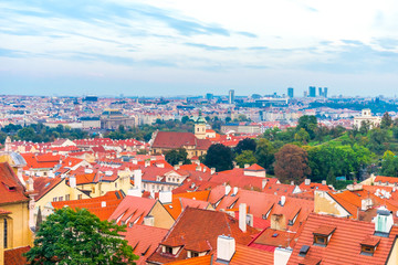 Beautiful views of Prague's tiled roofs. Czech Republic