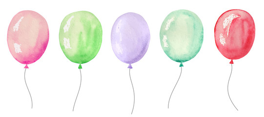 Set of watercolor balloons for a party