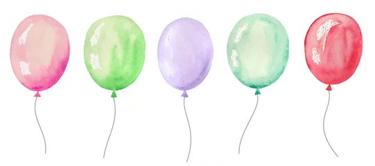 Fotobehang Set of watercolor balloons for a party © alena.art.design