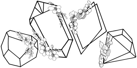 Vector diamond rock jewelry mineral. Isolated illustration element. Geometric quartz polygon crystal stone mosaic shape amethyst gem.