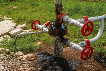 Crude oil leak in an oil well