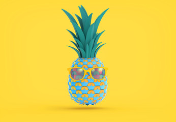 Fancy pineapple illustration on yellow BG