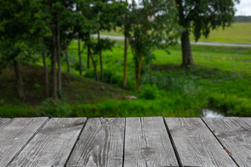 wooden planks on the background of nature