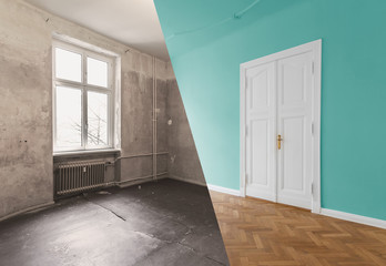 flat renovation, apartment refurbishment, room modernization concept