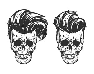 skull with hair beard and mustache