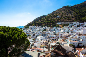 Mijas. View of the village of Mijas, white houses and mountains. Costa del Sol, Andalusia, Spain. Picture taken &ndash; 15 july 2018.