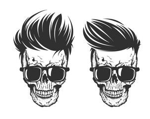 skull with hair beard and mustache