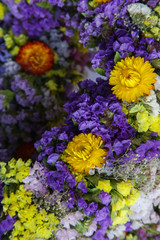 Close up image of dry flowers wreath