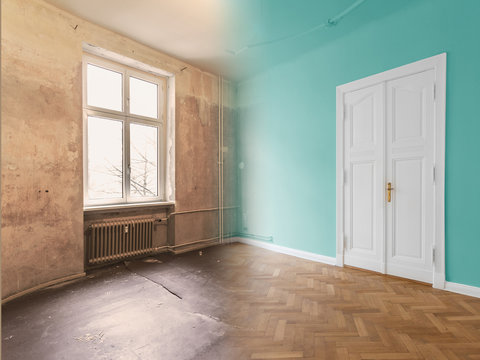 flat renovation, apartment room modernization concept