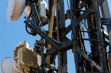 Telecommunication tower with antennas of cellular communication and radar systems