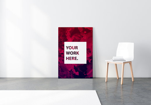 Poster Canvas with White Chair Mockup