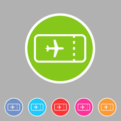 Aircraft airplane ticket trip travel icon flat web sign symbol logo label