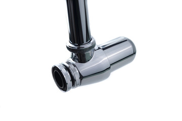 Metal bottle trap chrome plated isolated
