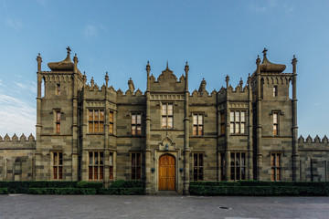 Northern facade of Vorontsov's Palace in the evening, Alupka, Crimea