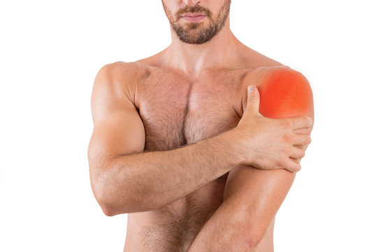 Man With Shoulder Pain Isolated Over White Background