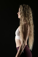 Beautiful woman with braids hairstyle. Dancehall dancer.