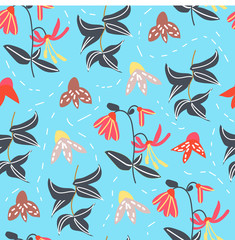 botanical floral seamless pattern. vector flower print. 
