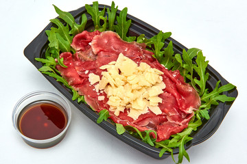 Healthy food delivery, lunch box with salad to take away