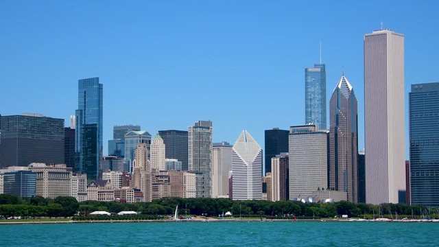 lakefront sailboats and the chicago skyline