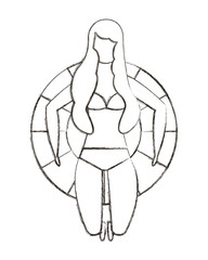 woman with swimsuit in float