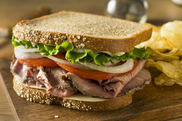 Homemade Roast Beef Deli Sandwich