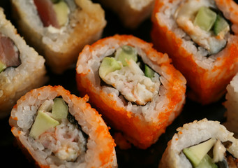 rolls with shrimp, crab and avocado 