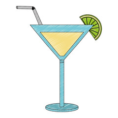 cocktail drink with straw and fruit isolated icon