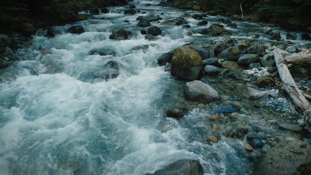 Pacific Northwest River Aerial Slow Motion Mood